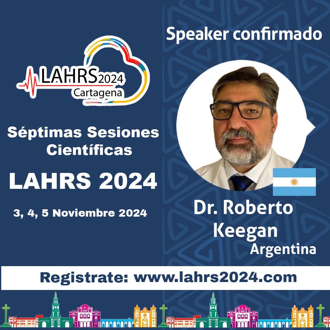 LAHRS (@lahrsonline1) on Twitter photo Séptimas Sesiones Científicas #LAHRS2024 en Cartagena 🇨🇴
3, 4 y 5 de noviembre 2024! 📅
Dr. <a href="/roberto_keegan/">Roberto Keegan, MD</a> Ex-presidente LAHRS • HRS y EHRA member • Jefe de EF del Hospital Privado del Sur y del Hospital Español de Bahia Blanca, 🇦🇷
lahrs2024.com Séptimas Sesiones Científicas #LAHRS2024 en Cartagena 🇨🇴
3, 4 y 5 de noviembre 2024! 📅
Dr. <a href="/roberto_keegan/">Roberto Keegan, MD</a> Ex-presidente LAHRS • HRS y EHRA member • Jefe de EF del Hospital Privado del Sur y del Hospital Español de Bahia Blanca, 🇦🇷
lahrs2024.com