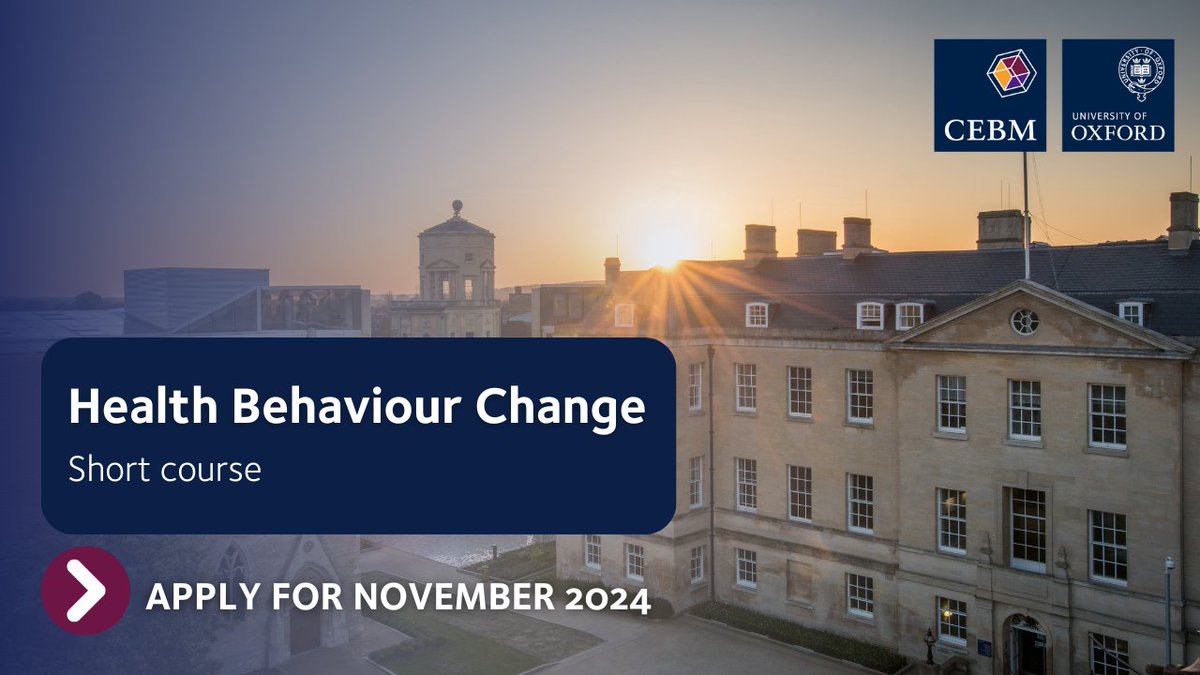 CebmOxford's tweet image. Ever wondered why knowledge alone can’t change unhealthy behaviours? 🤔

Join our Health Behaviour Change #shortcourse to learn how to drive positive health changes!

Find out more: conted.ox.ac.uk/courses/health…

#publichealth #behaviourchange