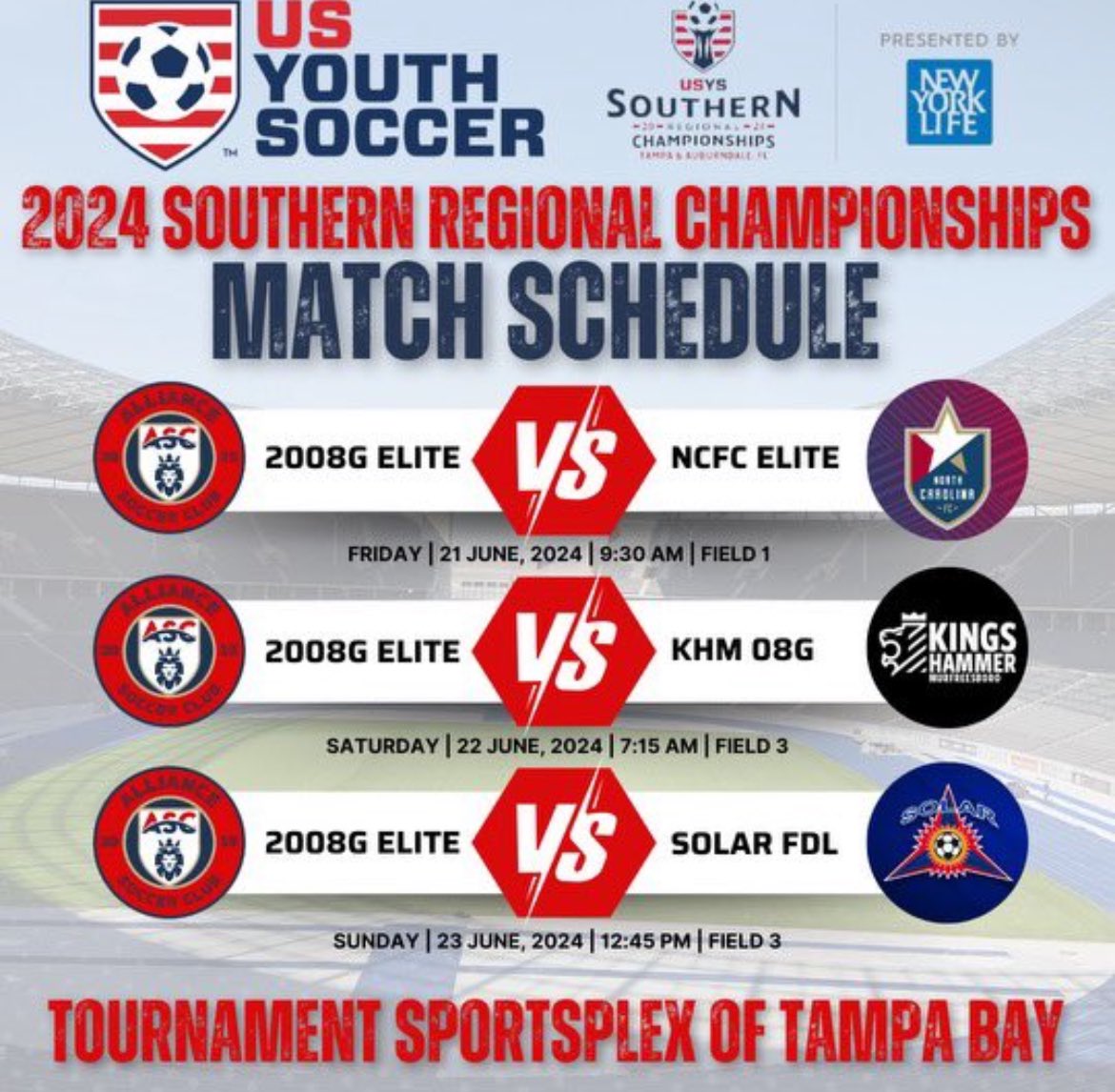 My schedule for the <a href="/USYouthSoccer/">US Youth Soccer</a> Southern Regional Championships in Tampa, FL! So excited! Coaches - hope to see you at our games! 

<a href="/ImYouthSoccer/">ECNL/GA/Recruiting/College Soccer</a> <a href="/ImCollegeSoccer/">College Soccer Truth ™</a> @SoccerMomInt <a href="/TopDrawerSoccer/">TopDrawerSoccer</a> <a href="/TheSoccerWire/">SoccerWire</a> @AllianceSC_08G <a href="/jtownsoccer/">Jefferson Soccer</a> <a href="/NEGARecruits/">Northeast Georgia Recruits</a> <a href="/onlyGplatform/">The OG Platform</a>