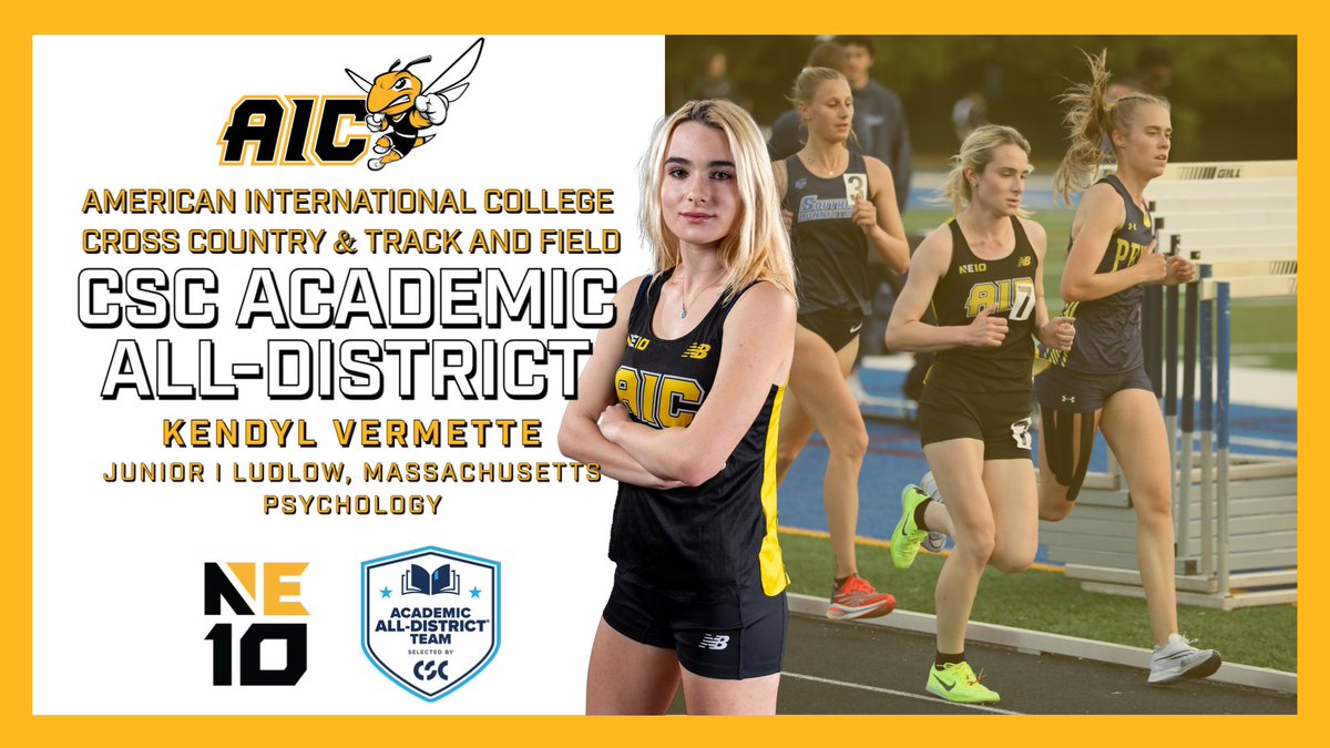 A champion on the track and in the classroom!

Kendyl Vermette, the NE10's top runner in the 10K this spring, is a CSC Academic All-District selection for @aicxctf!

Read more about her latest win: shorturl.at/sSpQ2

#AICommitted