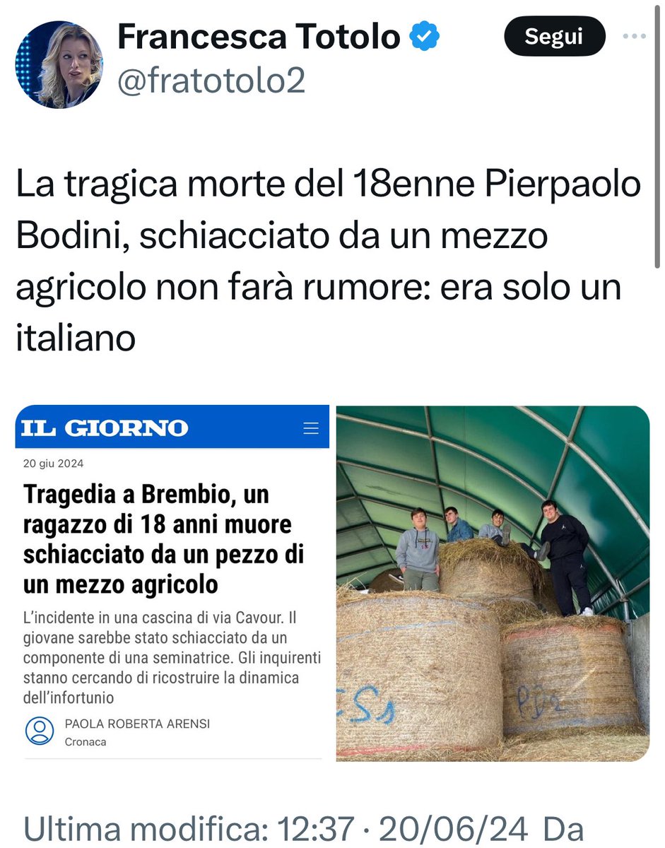 LaBombetta76's tweet photo. Delle morti sul lavoro purtroppo se ne parla fin troppo spesso, a prescindere dalla nazionalità, é evidente però che la vicenda di #satnamsingh, con la sua brutalità e disumanità, abbia catturato l’attenzione.
Serve davvero spiegare perché? https://t.co/VI9XnxGf3S