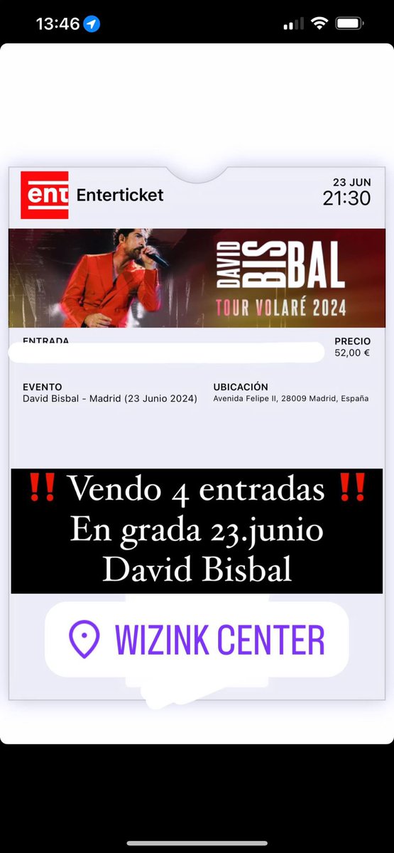 Barbis_JSM's tweet photo. Vendo 4 entradas para el concierto de David Bisbal de este domingo https://t.co/LOoimDeYPw