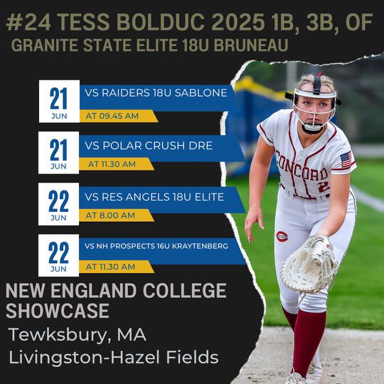 Excited for this weekend at the New England College Showcase with my team. Along with the All star game tonight at 4 at Willard Park, Sherman Ave, Devens MA!!