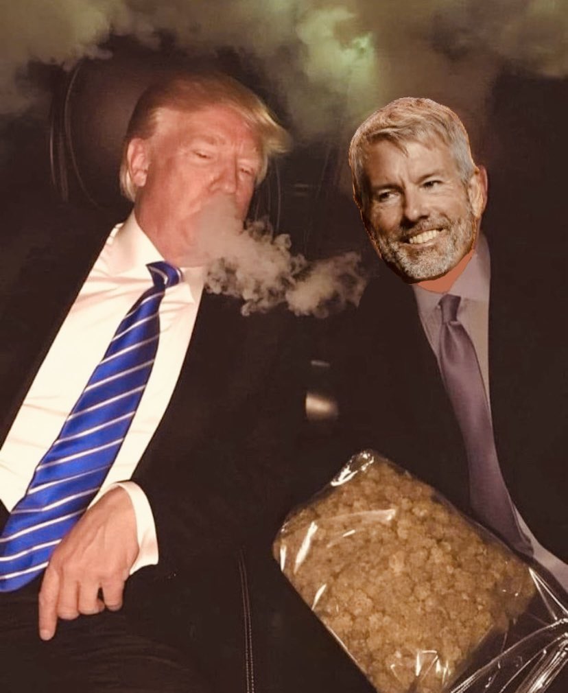 jot_oshi's tweet photo. @saylor 🌿🌿 Trump & Slayer: Crypto bros who know how to roll with the punches... and the joints! 😎💨 #BitcoinBuddies #HighOnCrypto #Bitcoin https://t.co/IyFXcEen5Q