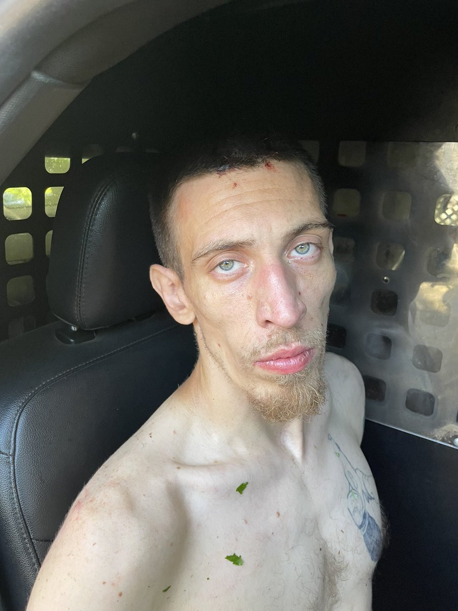 BREAKING: Manhunt in Shelby, NC has ended with the arrest of Jeremy Huffman. According to law enforcement, he led them on a chase across two counties after shooting at deputies and a school bus. Photo taken after his arrest. <a href="/WBTV_News/">WBTV News</a>