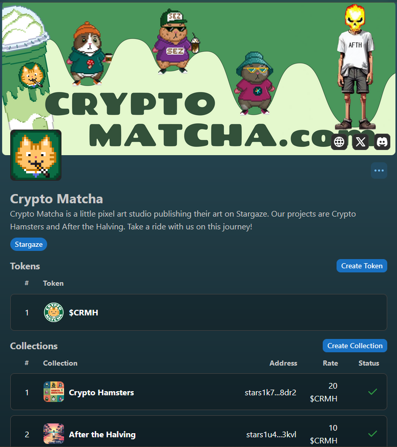Crypto Matcha (@crypmatcha) on Twitter photo We are now live on plstacking!
Thanks <a href="/HitobitoNFT/">Hitobito (SOLD OUT)</a> for making this!
plstaking.com/projects/91d2b…
u can come here plstaking.com/staking and press "stake and earn" button.
It's soft-stacking, NFT stays in your wallet and there is no need to make any transactions! u will earn CRMH We are now live on plstacking!
Thanks <a href="/HitobitoNFT/">Hitobito (SOLD OUT)</a> for making this!
plstaking.com/projects/91d2b…
u can come here plstaking.com/staking and press "stake and earn" button.
It's soft-stacking, NFT stays in your wallet and there is no need to make any transactions! u will earn CRMH