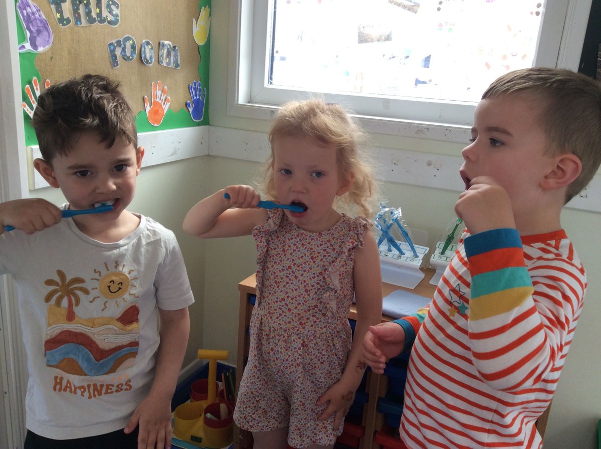 ProbusSchool's tweet image. Little smiles shine bright: Nursery learn the joy of brushing together! 🌟🦷