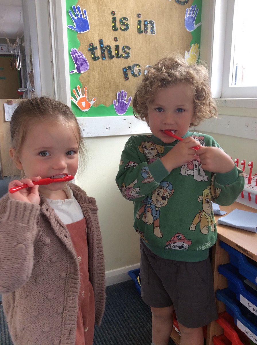 ProbusSchool's tweet image. Little smiles shine bright: Nursery learn the joy of brushing together! 🌟🦷