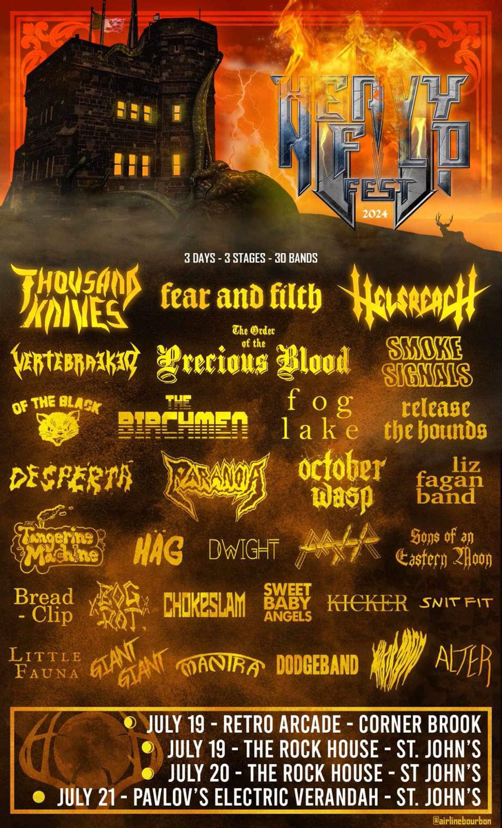 The full lineup for Heavy NFLD Fest 2024 has been announced! More details, tickets, and event pages coming soon!