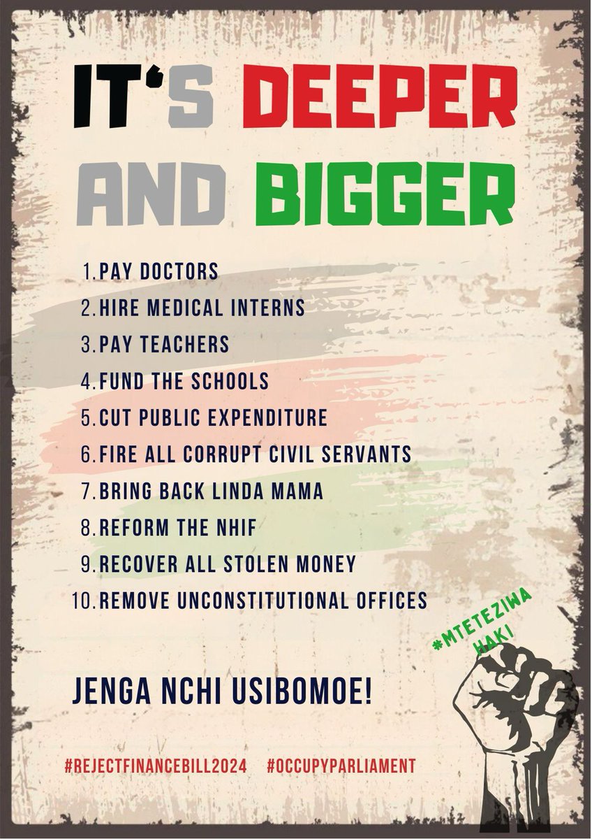 #RejectTheFillanceBill2024 #Viva Tinkering hasn't fixed or addressed the fundamentals! Honour Kenya 2010 Constitution, Keep your promises. #FightInequality #2010ConstitutionBillofRights <a href="/citizentvkenya/">Citizen TV Kenya</a> <a href="/K24Tv/">K24 TV</a> <a href="/KTNNewsKE/">KTN News</a> <a href="/ntvkenya/">NTV Kenya</a> <a href="/BBCAfrica/">BBC News Africa</a> <a href="/AJEnglish/">Al Jazeera English</a> <a href="/HonWetangula/">Rt.Hon.Dr.Moses Wetang'ula</a> <a href="/C_NyaKundiH/">Cyprian, Is Nyakundi Kibiru</a>