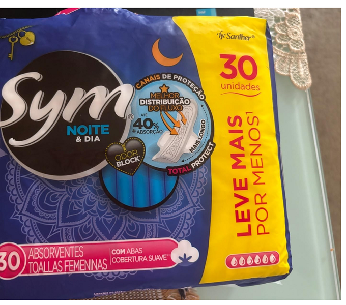 Sym Absorvente Noite&Dia Cobertura Suave Com Abas Promocional 30 Unidades