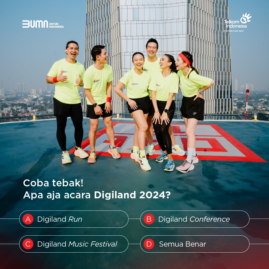 Mau saldo LinkAja nggak? Yuk, langsung ikutan #QuizKamisDigimin! Ada hadiah saldo LinkAja senilai total Rp1.000.000 untuk 5 orang pemenang loh!

Caranya:
1. Ikuti akun resmi <a href="/TelkomIndonesia/">Telkom Indonesia</a> di Instagram, Facebook, X, Threads, dan TikTok
2. Jawab pertanyaan di atas
3. Tulis