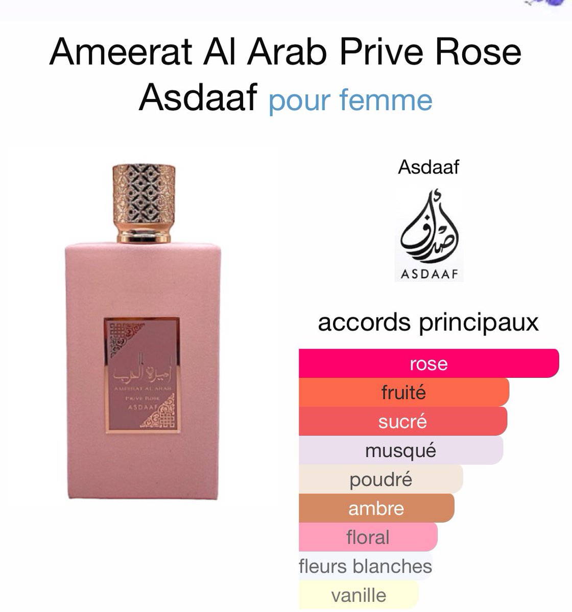 miniparfumerie's tweet photo. Ameerat Al Arab Prive Rose de Asdaaf, un nouveau parfum floral fruité pour femme lancé en 2023. Des notes de fraise, raisin, rose, musc blanc et bois de santal créent une fragrance envoûtante. Disponible chez BodyCareAvenue à 25.000 XAF.

📞 +237690069992
IG: BodyCareAvenue https://t.co/4ei14NZ7vo