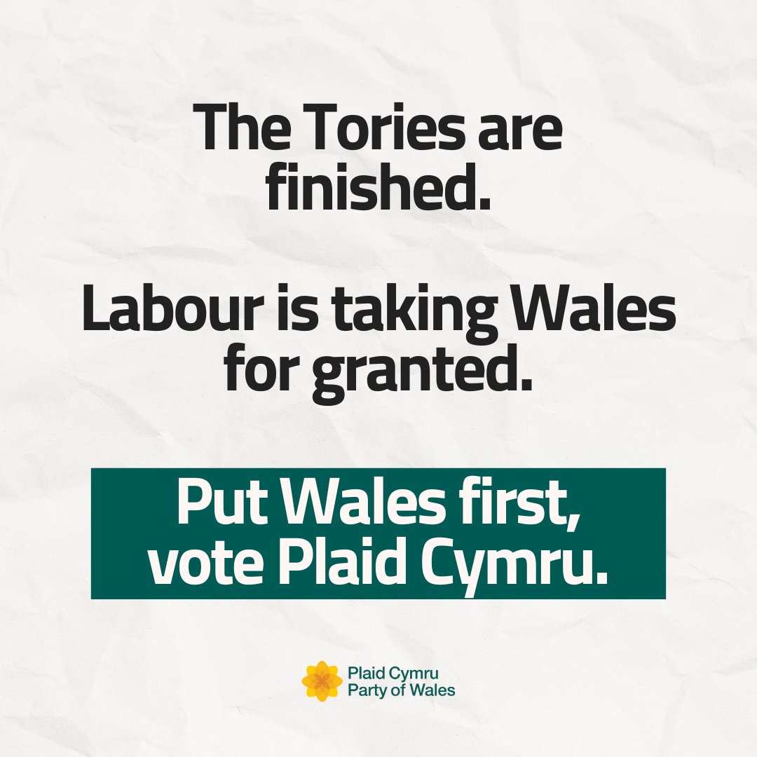 For too long, Labour have taken Wales for granted

With the likelihood that Labour will soon be in government in both London and Cardiff - Plaid Cymru is the only party that will hold them to account for their record in Wales

Put Wales first, vote Plaid Cymru on 4 July 🏴󠁧󠁢󠁷󠁬󠁳󠁿