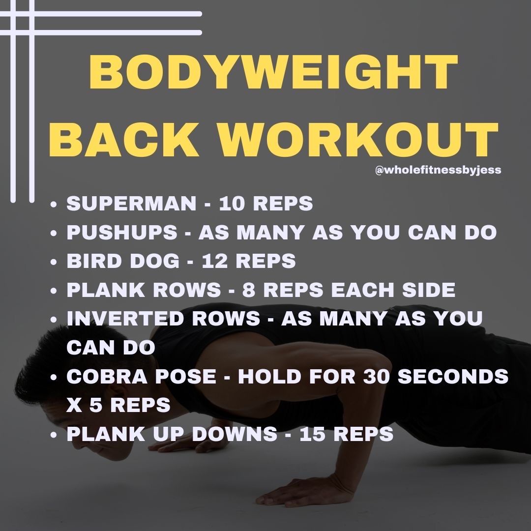 WFitnessbyJess's tweet image. Could your back use some TLC right about now? This bodyweight back workout is your first step to getting those gains. Repeat 2-3x!

#backworkout #bodyweight #fitness #workout
#bodyweightworkout #training #bodyweighttraining