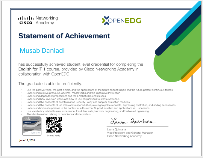 YakubuMusab's tweet photo. Huge thanks to @3MTTNigeria Team, @LinkedIn Learning, @Microsoft , @CiscoNetAcad  and
@bosuntijani for providing me with amazing online courses to enhance my software development skills. your resources has been incredibly helpful in my learning journey
#My3MTT #MyLearningJournal https://t.co/A3QaTOXL5b