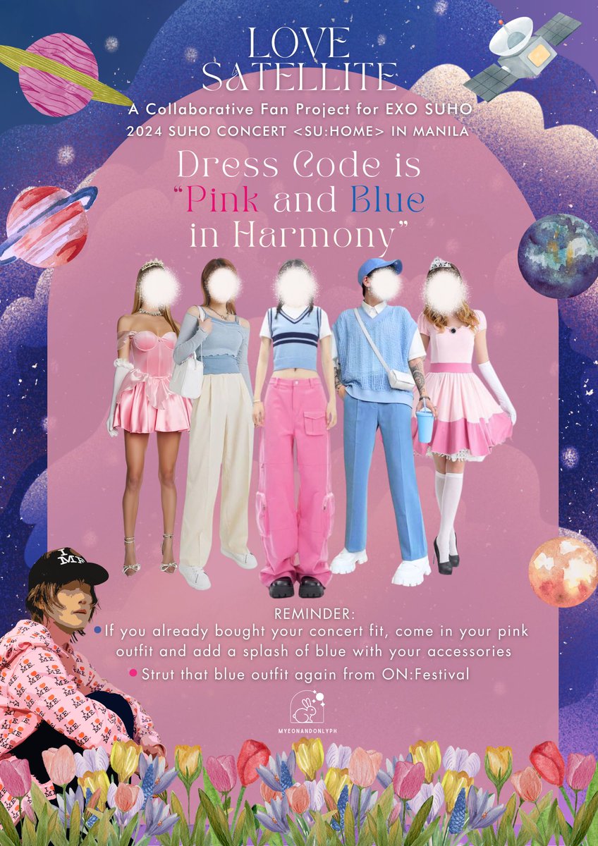 myeonandonlyph's tweet photo. Pink and Blue in Harmony

We understand that most of us have already prepared to be pretty in pink and here's what we suggest:

- If you already bought your concert fit, come in your PINK outfit and add a splash of BLUE with your accessories
- Strut that BLUE outfit again from ON:Festival
- Any BLUE accent that is visible

We are all surprised, but let’s continue to prepare happily for this concert. 😊 SUHO is surely looking forward to everyone’s energy this weekend 🩷🩵💙

We believe that you will still rock the PINK and BLUE fit on Saturday 💪🏻🎸