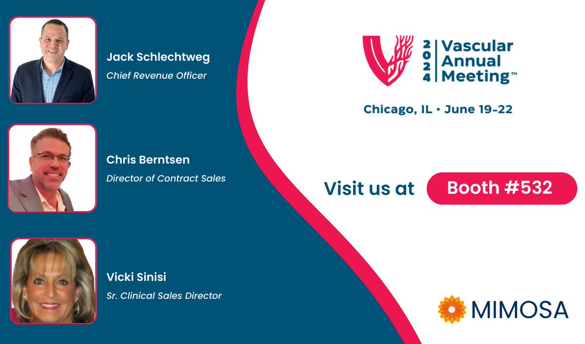Over the next two days, Team MIMOSA will be exhibiting at the the Society for Vascular Surgery's Vascular Annual Meeting.

Visit Booth #532 to see how quickly the MIMOSA Pro can deliver the trifecta of tissue health insights needed for your team to assess next steps in care.