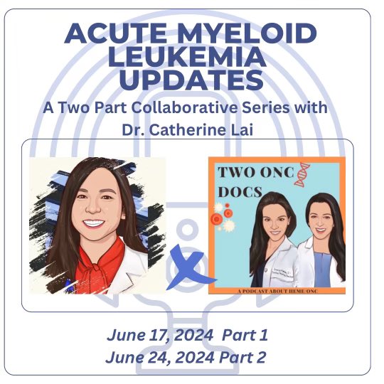TwoOncDocs (@twooncdocs) on Twitter photo We released an update on our most listened episode topic - AML - w/ a special guest <a href="/KatieLaiMD_MPH/">Dr. Catherine Lai</a> from U Penn!
In Part 1 we discuss the presentation, diagnostic work-up, and updates on the classification of AMLs, as well as tips to remember them 🩸 We released an update on our most listened episode topic - AML - w/ a special guest <a href="/KatieLaiMD_MPH/">Dr. Catherine Lai</a> from U Penn!
In Part 1 we discuss the presentation, diagnostic work-up, and updates on the classification of AMLs, as well as tips to remember them 🩸