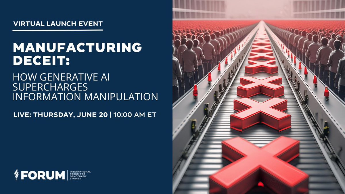 Forum @ NED (@thinkdemocracy) on Twitter photo ⏳ STARTING SOON | Join us for a virtual discussion featuring <a href="/bea_saab/">Beatriz Saab</a>, <a href="/nighatdad/">Nighat Dad</a>, <a href="/telliotter/">Tori Elliott</a>, and <a href="/afivenson/">Adam Fivenson</a> on how generative AI is helping authoritarians tip the scales against democracy and accelerate harmful narratives: buff.ly/4aW2R4p ⏳ STARTING SOON | Join us for a virtual discussion featuring <a href="/bea_saab/">Beatriz Saab</a>, <a href="/nighatdad/">Nighat Dad</a>, <a href="/telliotter/">Tori Elliott</a>, and <a href="/afivenson/">Adam Fivenson</a> on how generative AI is helping authoritarians tip the scales against democracy and accelerate harmful narratives: buff.ly/4aW2R4p