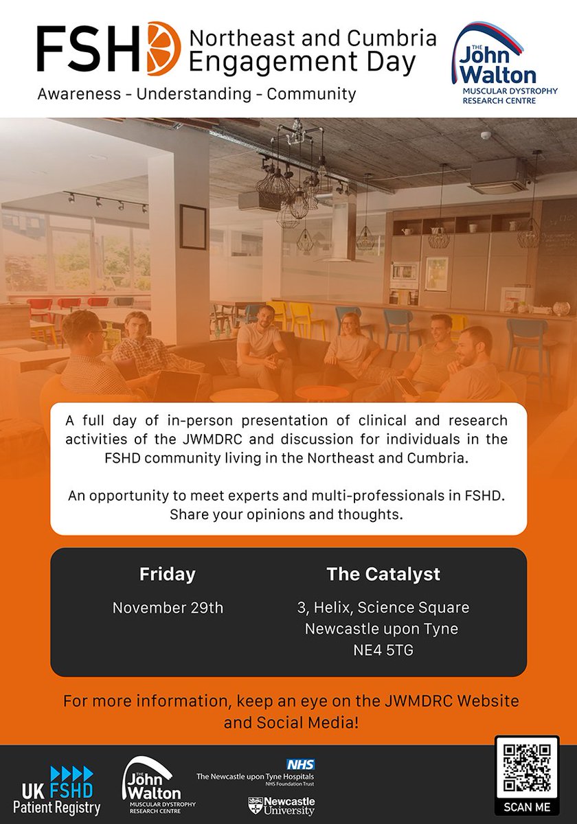 To celebrate #WorldFSHDDay, Professor Giorgio Tasca and the JWMDRC are thrilled to announce the FSHD Engagement Day, taking place in Newcastle upon Tyne on November 29, 2024.

To find out more: jwmdrc.org/about-us/lates…

#FSHD #CureFSHD