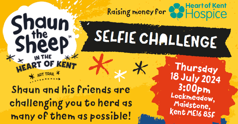 One Maidstone along with the Heart of Kent Hospice is bringing the Selfie Challenge to town!

July 18th they welcome businesses to take part by finding as many Shaun’s as possible there will be prizes in store for the winners!

To register shaunheartofkent.co.uk/events

@onemaidstone