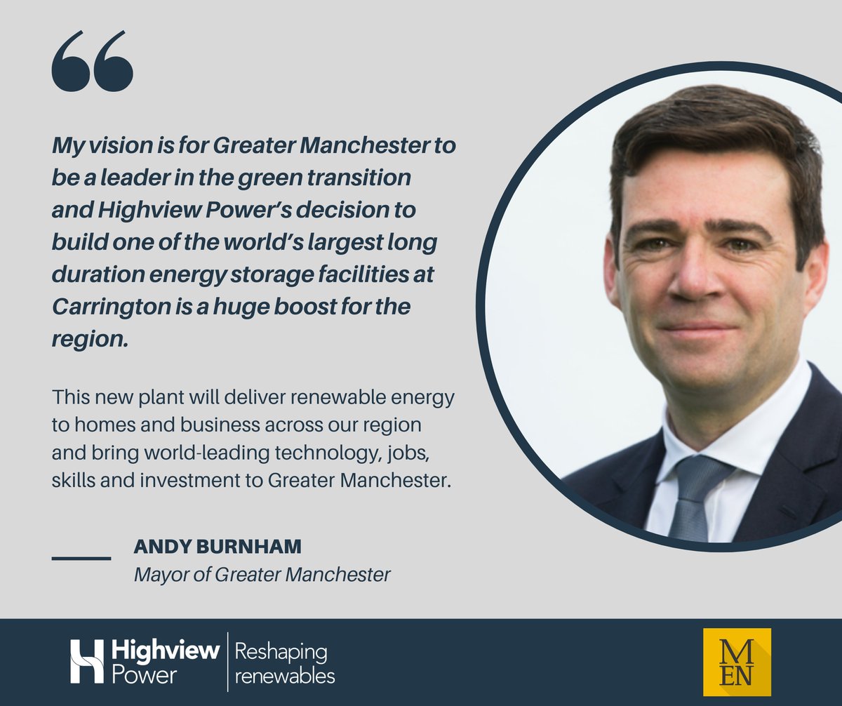 'HUGE BOOST' FOR GREATER MANCHESTER AS £300M GREEN ENERGY PLANT TO CREATE HUNDREDS OF JOBS.

Manchester Evening News have covered last week’s news that Greater Manchester is leading the way in helping the UK go green through the deployment of our liquid air energy storage in