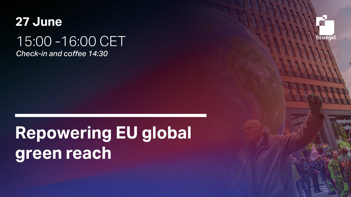 Bruegel (@bruegel_org) on Twitter photo 📣EVENT!
🌍 Repowering EU global green reach
📅DATE: 27 June
🕜TIME: 15:00-16:00
At this event, we will discuss how the EU’s global green agenda should evolve to balance decarbonisation, competitiveness, and strategic autonomy.
Speakers include <a href="/Tagliapietra_S/">Simone Tagliapietra</a>, Senior fellow, 📣EVENT!
🌍 Repowering EU global green reach
📅DATE: 27 June
🕜TIME: 15:00-16:00
At this event, we will discuss how the EU’s global green agenda should evolve to balance decarbonisation, competitiveness, and strategic autonomy.
Speakers include <a href="/Tagliapietra_S/">Simone Tagliapietra</a>, Senior fellow,