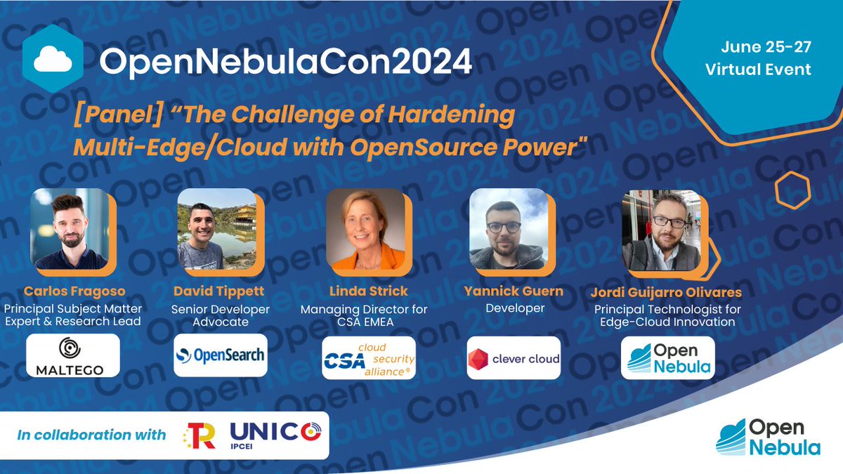 The schedule for the day 2 at the #OpenNebulaCon24 won't disappoint you, we will cover:
👉 Automation with Terraform on OpenNebula
👉 Full migration from VMware
👉 Panel about Multi-Edge Cloud w/OpenSource

Check the full agenda and register for free:
hubs.ly/Q02CCwnJ0