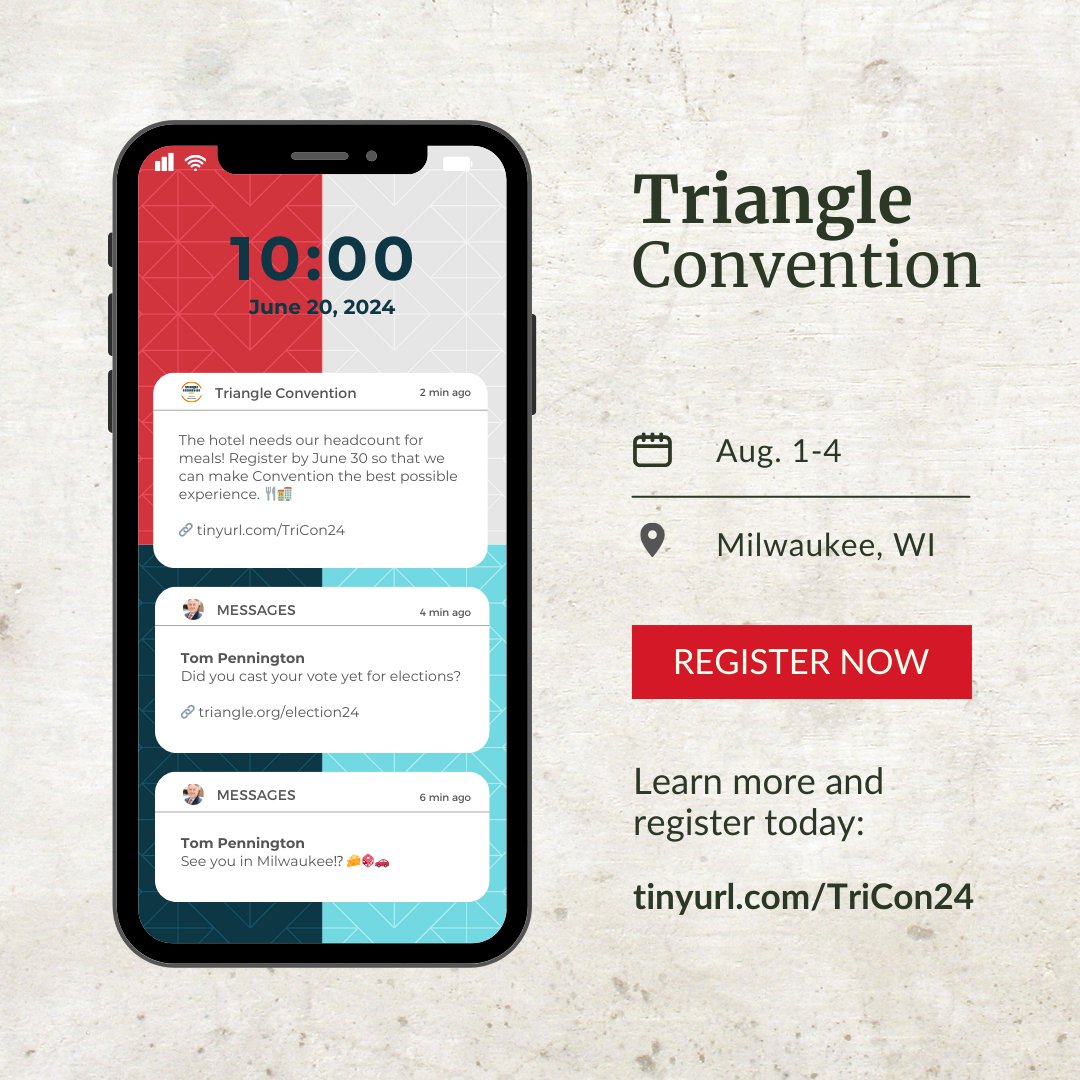 Triangle 2024 National Convention is just around the corner! Register by June 30 so that we can provide the best possible experience to all attendees. #Triangle2024 #TriCon24

🔗tinyurl.com/TriCon24