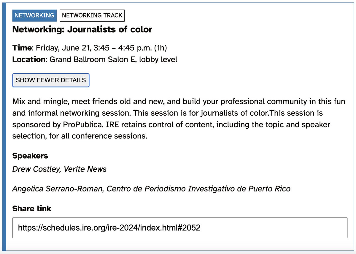 Sarah Feiser (@feisersarah) on Twitter photo If you're a journalist of color at #IRE24, please stop by the mixer <a href="/propublica/">ProPublica</a> is sponsoring on Friday, June 21. We'd love to connect! If you're a journalist of color at #IRE24, please stop by the mixer <a href="/propublica/">ProPublica</a> is sponsoring on Friday, June 21. We'd love to connect!
