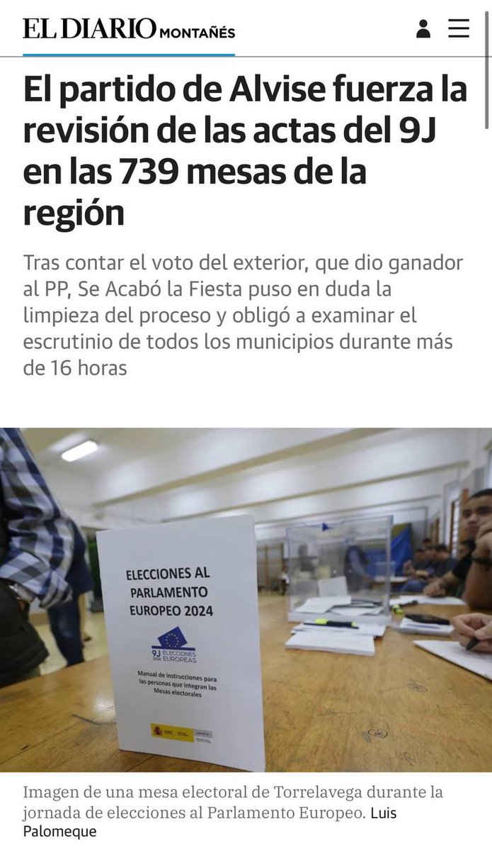 🔴 ALVISE FUERZA LA REVISIÓN DE ACTAS DE 739 MESAS ELECTORALES

"Que hayamos tenido que llegar nosotros para hacer cumplir la Ley es surrealista.

En las Generales creceremos para forzar el examen del escrutinio de TODOS los municipios de este país.

Margen CERO al pucherazo.