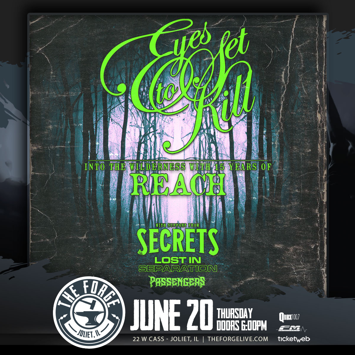 The Forge (@theforgelive) on Twitter photo 🐗Tonight is gonna get WILD...
Eyes Set To Kill
SECRETS
Lost In Separation
Passengers
The Fiction We Create
Thursday June 20th, 2024
7PM ---> bit.ly/4czPxEW
<a href="/eyessettokill/">Eyes Set To Kill</a> #EyesSetToKill #Joliet #TheForge 🐗Tonight is gonna get WILD...
Eyes Set To Kill
SECRETS
Lost In Separation
Passengers
The Fiction We Create
Thursday June 20th, 2024
7PM ---> bit.ly/4czPxEW
<a href="/eyessettokill/">Eyes Set To Kill</a> #EyesSetToKill #Joliet #TheForge