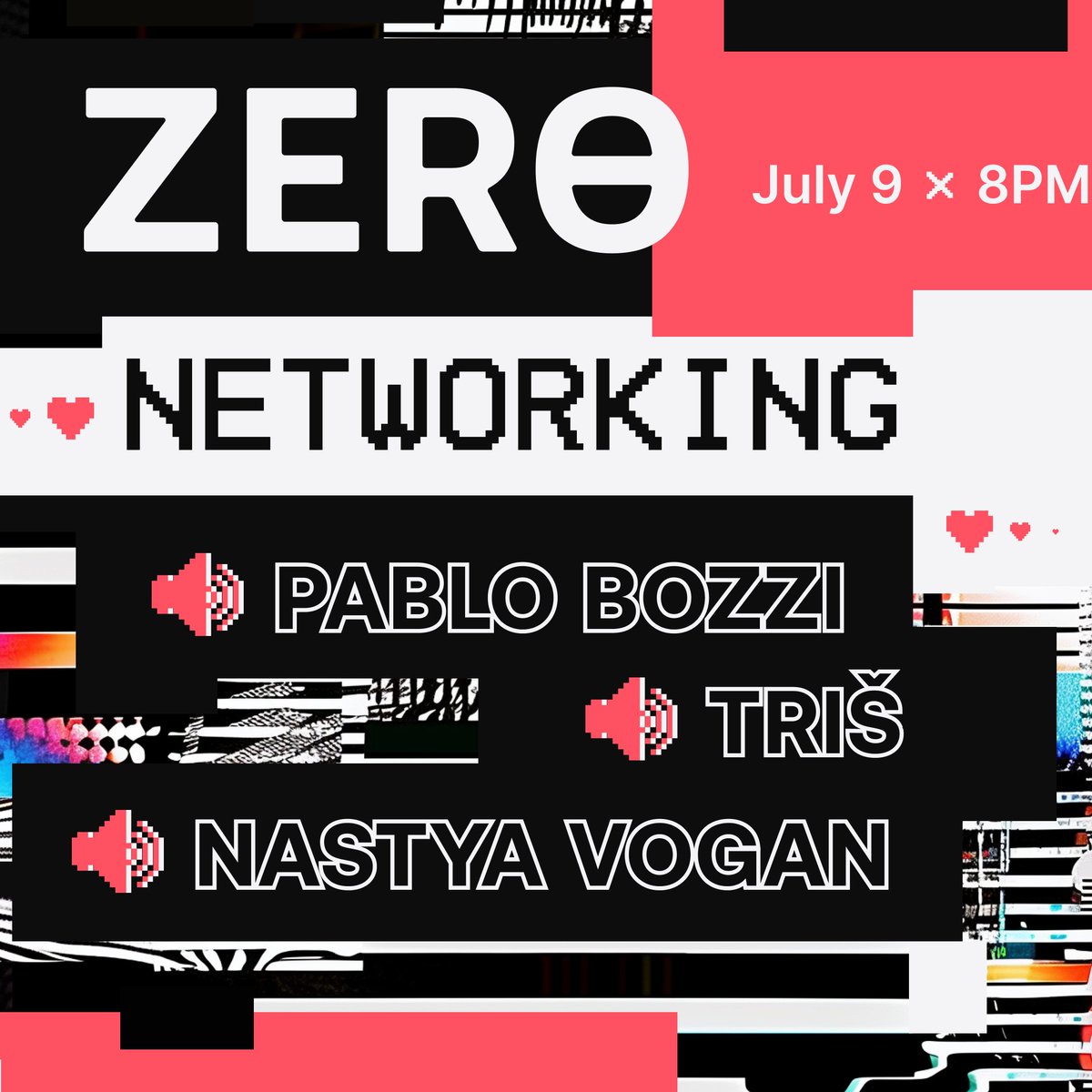 • ☆ . ° .• °:. *₊ 

Brussels, 07/09 🇧🇪 > ZERO NETWORKING party

☻ Exclusive NFT from <a href="/petravoice/">Petra</a> 
☻ Pablo Bozzi as the headliner
☻ Immersive experience