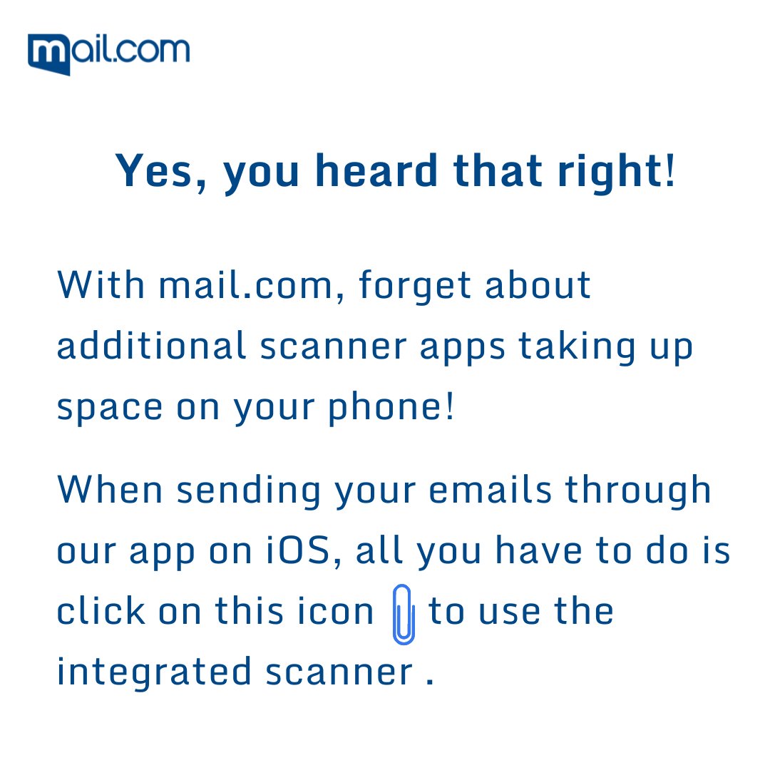 maildotcom's tweet image. With the mail.com app&apos;s integrated scanner, scanning and sending documents has never been easier. 📄📲 Download the app today and let us simplify your workflow! 📩✨

#Email #Scanner #scannerapp #mailcom #App #emailtips #emailtipsandtricks