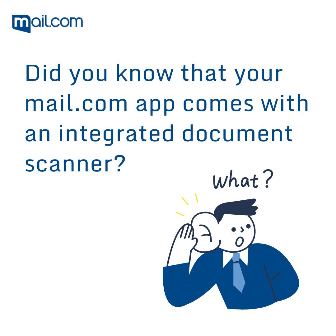 maildotcom's tweet image. With the mail.com app&apos;s integrated scanner, scanning and sending documents has never been easier. 📄📲 Download the app today and let us simplify your workflow! 📩✨

#Email #Scanner #scannerapp #mailcom #App #emailtips #emailtipsandtricks
