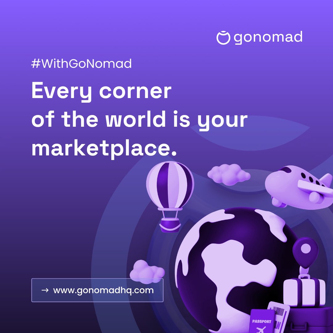 gonomadHQ's tweet photo. The real flex is to sleep and wake up in any part of the world and still do business conveniently.
Selling and earning in different currencies from diverse people.
This could be you if you simply click the link in our bio to find out more about us.
#GoNomad
#WithGoNomad https://t.co/9yykAlgUov