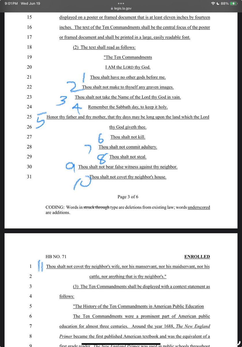 Aimee4nola's tweet image. There are 11 commandments in the bill.