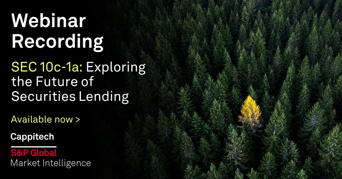 If you missed last week’s SEC 10c-1a webinar, the replay is now available.

Watch the replay of our joint webinar with Pirum, for a detailed discussion by our experts on the SEC adoption of the 10C-1a rule.

Watch now: hubs.la/Q02CD3-G0