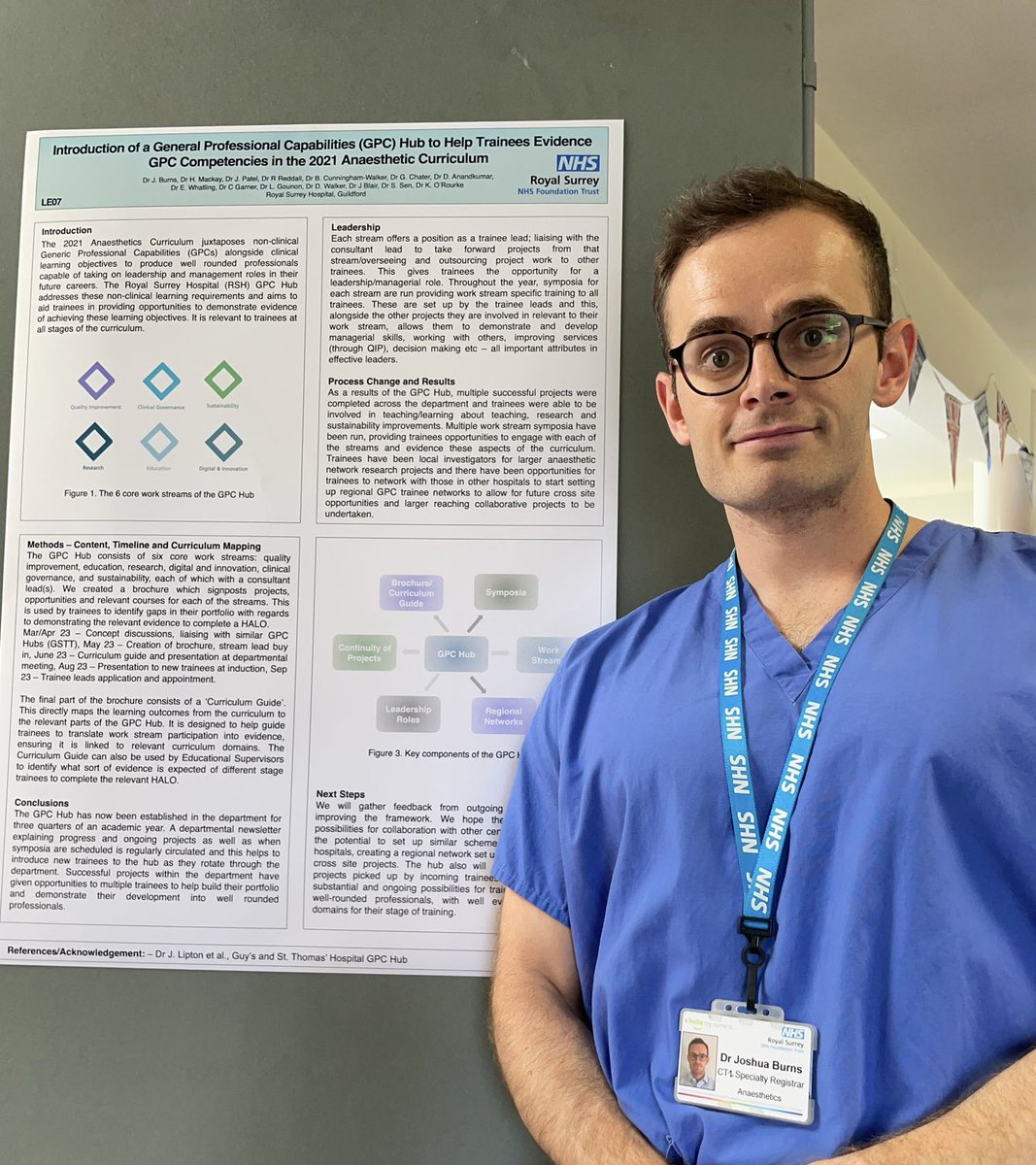 Our <a href="/RSCHAnaesthesia/">Royal Surrey Anaesthesia, Guildford, UK</a> GPC Hub trainee lead, Josh Burns, presents at the <a href="/RoyalSurrey/">Royal Surrey</a> Clinical Audit and Leadership day today. Excellent work showcased by all the anaesthetic GPC trainee leads and a testament to all their hard work this year! <a href="/katyinahat/">Katy</a>