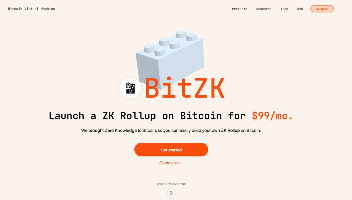 BitZK IS HERE ⚡️ BitZK brings Zero Knowledge to Bitcoin, so anyone can  easily run their own ZK Rollup blockchain on Bitcoin for only $99/month  Launch your Bitcoin ZK Rollup now: 👉https://t.co/94EgNCdyBk