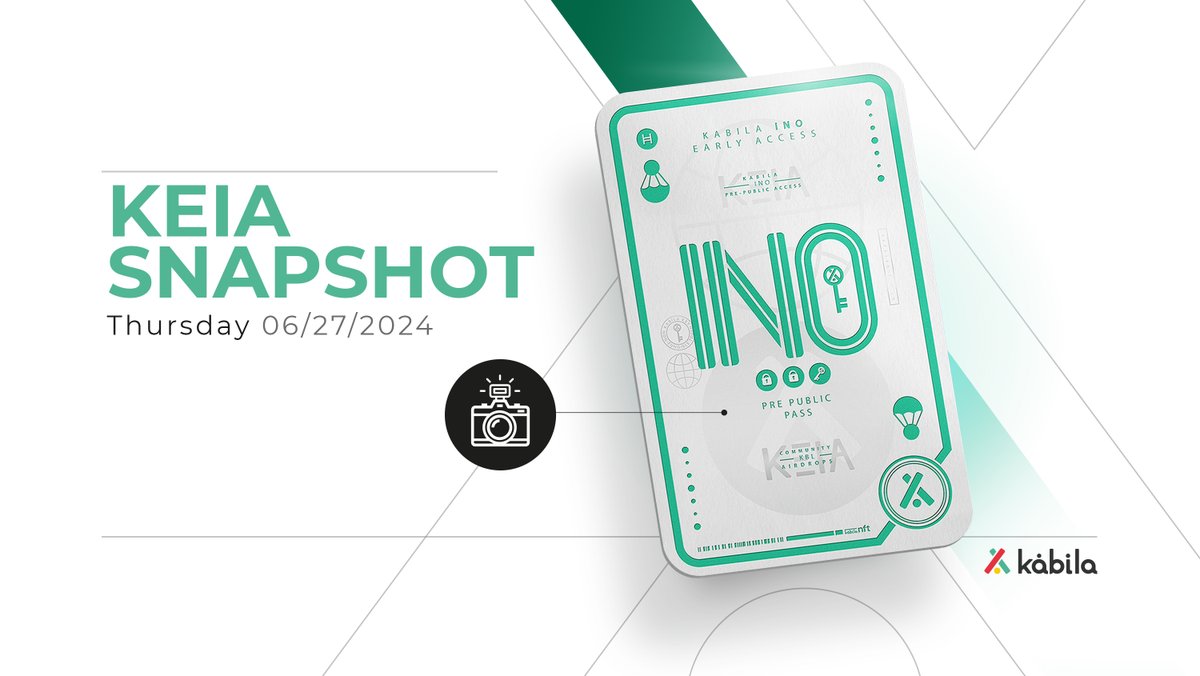 📸 KEIA Snapshot  &amp;  KES NFT Giveaway 🎁

The snapshot for the KEIA NFT will be happening next Thursday 27th June.

To help spread the word, we are giving away 1 KES NFT (worth $800+) to someone who:

✅ Like &amp; RT this post
✅ Associate the KEIA NFT (0.0.5959486)
✅ Comment with