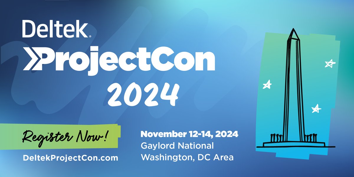 Deltek's tweet image. 📣 Hey #DeltekProjectNation! Have you registered for #DeltekProjectCon yet? 

Check out this blog to see why you won’t want to miss this year’s event + sign up today: deltek.com/en/blog/deltek…

#PoweringProjectSuccess