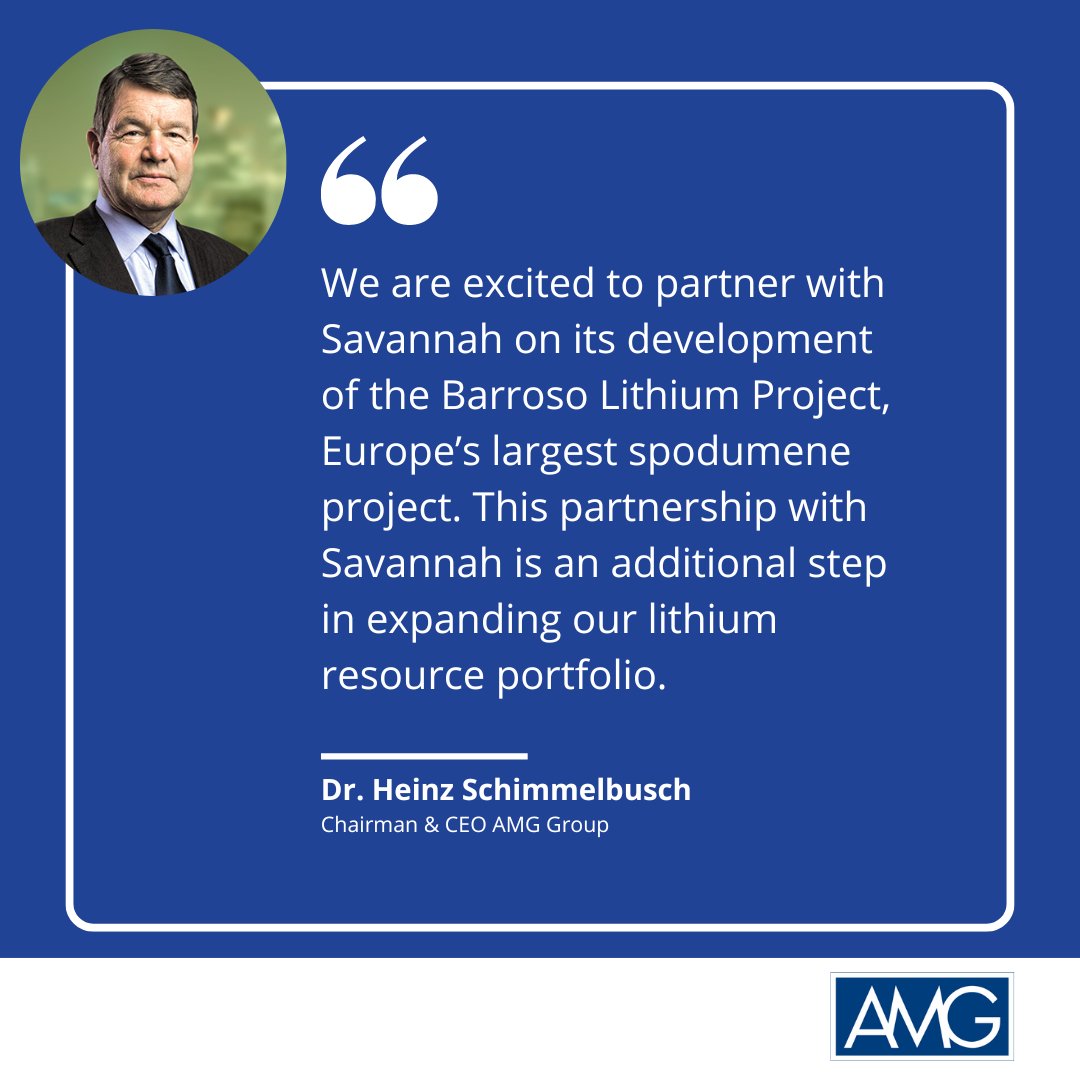 amg_criticalmat's tweet photo. Our wholly owned subsidiary, #AMG Lithium B.V., is pleased to announce a capital investment of GBP 16 million (approximately USD 20 million) in @SavannahRes.
For more information and the full press release, please click here: https://t.co/8A3mweFjKR https://t.co/2xcZhxUTaO