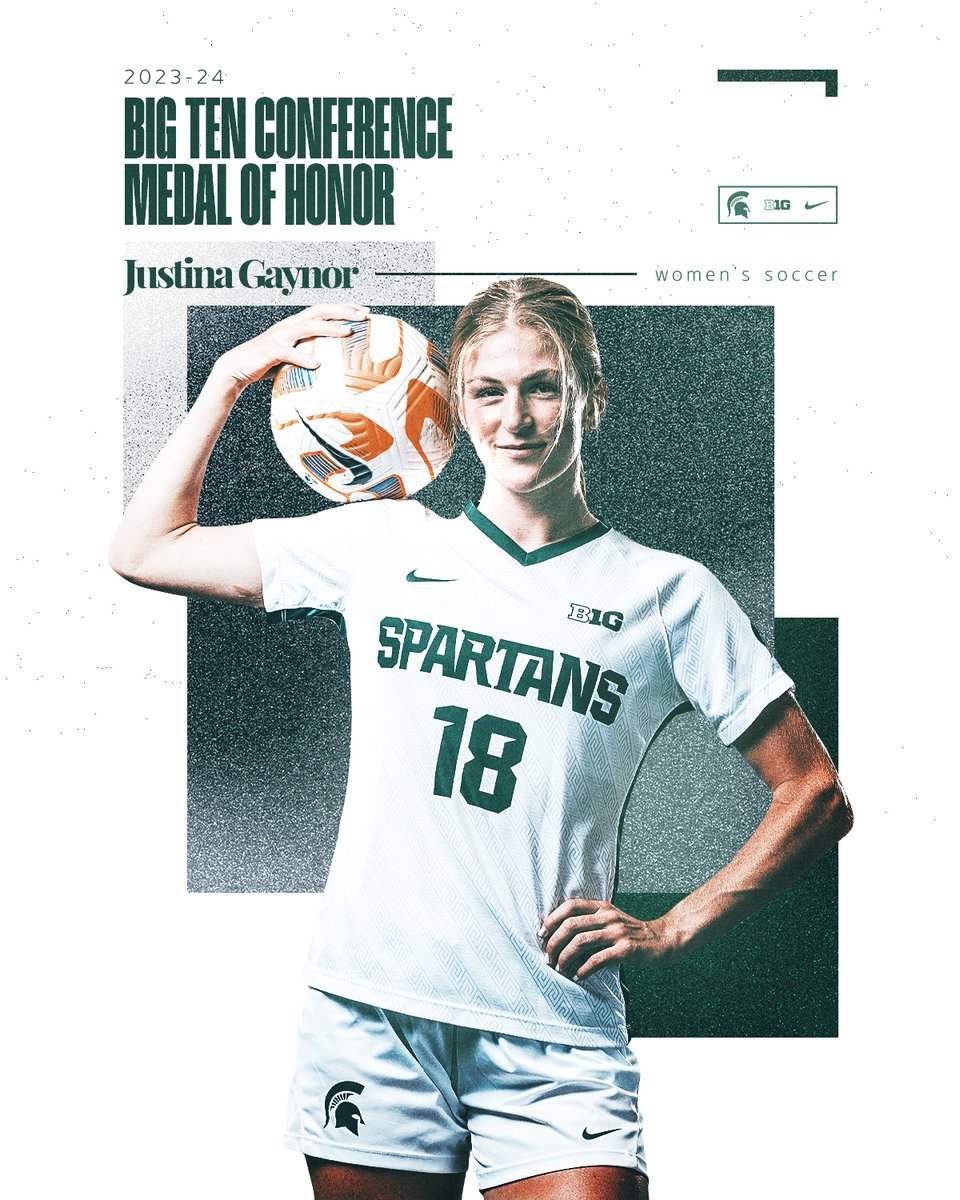 B1G Midfielder of the Year, B1G champ, All-B1G, All-Region, Academic All-American and now B1G Medal of Honor recipient 🎖

Congrats, <a href="/justinagaynor/">justina gaynor</a>!

📰 sprtns.co/24AllSports

#GoGreen | <a href="/bigten/">Big Ten Conference</a>