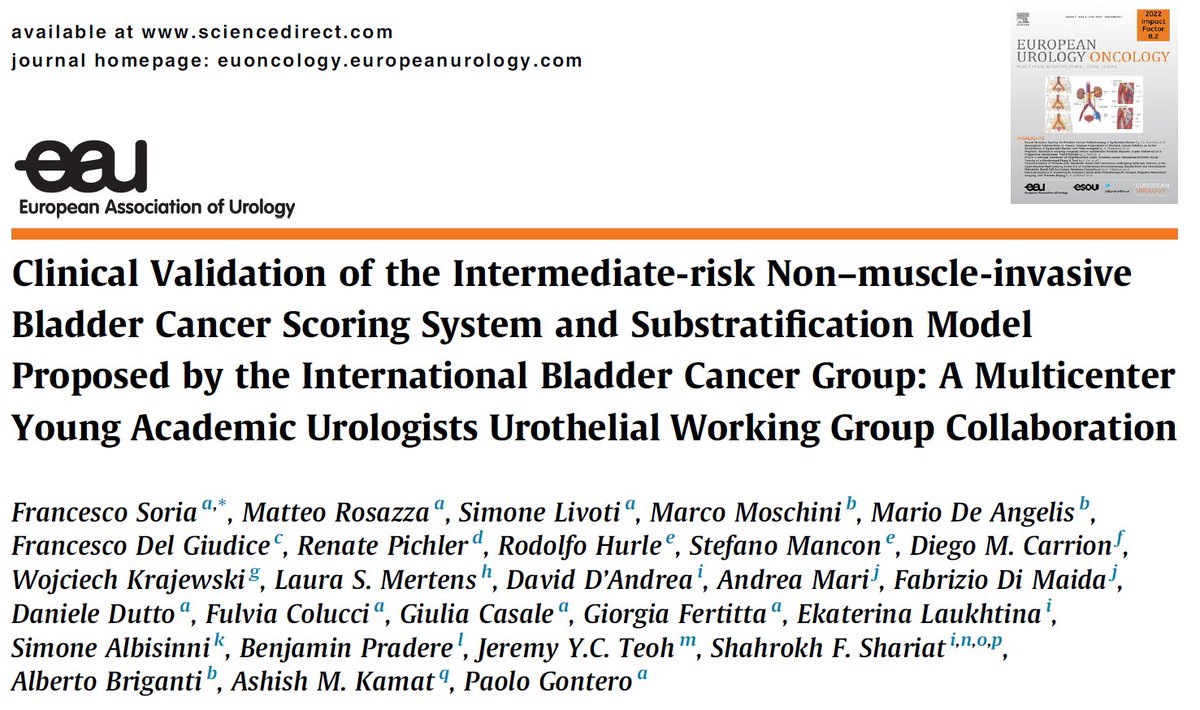 Ashish M. Kamat, MD, MBBS (@urodocash) on Twitter photo Clinical Validation of the Intermediate-risk NMIBC Scoring System and Substratification Model Proposed by the IBCG (International Bladder Cancer Group): A Multicenter YAU Urothelial Working Group Collaboration <a href="/EurUrolOncol/">European Urology Oncology</a> <a href="/paolo_gontero/">Paolo Gontero</a> <a href="/frasor86/">francesco soria</a>
authors.elsevier.com/c/1jIAG9Cfv--d…
a🧵 Clinical Validation of the Intermediate-risk NMIBC Scoring System and Substratification Model Proposed by the IBCG (International Bladder Cancer Group): A Multicenter YAU Urothelial Working Group Collaboration <a href="/EurUrolOncol/">European Urology Oncology</a> <a href="/paolo_gontero/">Paolo Gontero</a> <a href="/frasor86/">francesco soria</a>
authors.elsevier.com/c/1jIAG9Cfv--d…
a🧵
