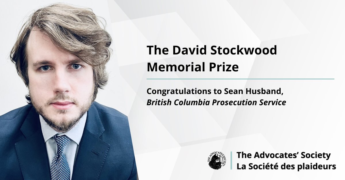 Congratulations to Sean Husband, British Columbia Prosecution Service, the 2024 recipient of The David Stockwood Memorial Prize. The winning article will appear in the Fall 2024 issue of The Advocates’ Journal. #TASProud Learn more here: ow.ly/4rNf50Sm1zm