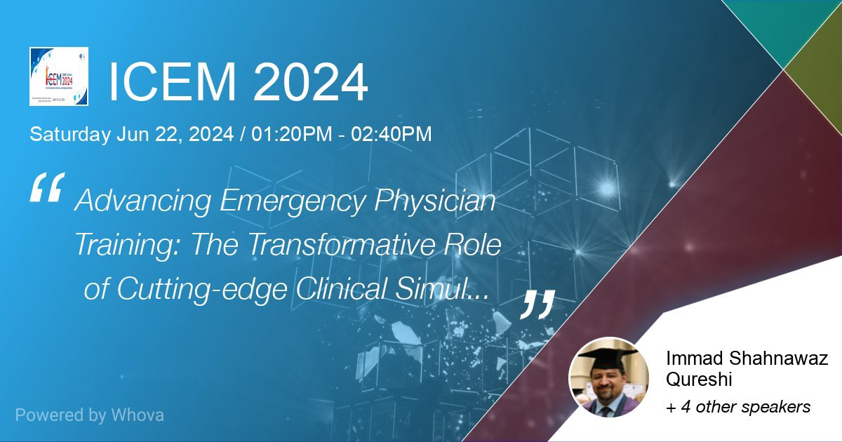 AMColian's tweet image. I am speaking at ICEM 2024 on How Does Clinical Simulation Enhance Decision-Making Abilities and Critical Thinking Skills of Emergency Physicians? Are There Any Studies or Evidence Supporting These Claims?
Please check out my talk if you're attending the event.
#ICEM2024