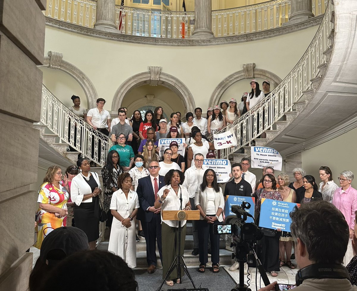 Proud to stand with <a href="/NYCCouncil/">New York City Council</a> members, parents, and advocates this morning to call on <a href="/NYCMayor/">Mayor Eric Adams</a> to restore funding for early childhood education in the final budget!