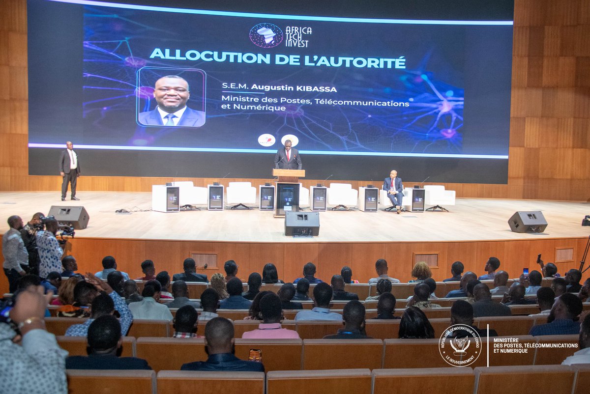 Minptnrdc's tweet photo. S.E Augustin Kibassa M. Ministre des #PTN a procédé ce jeudi 20 juin 2024, à l'ouverture de la deuxième édition de la conférence #Africa Tech Invest, axée sur les défis technologiques dans le secteur public et la promotion des startups locales, au centre financier à Kinshasa. https://t.co/kq2KUWKLFp